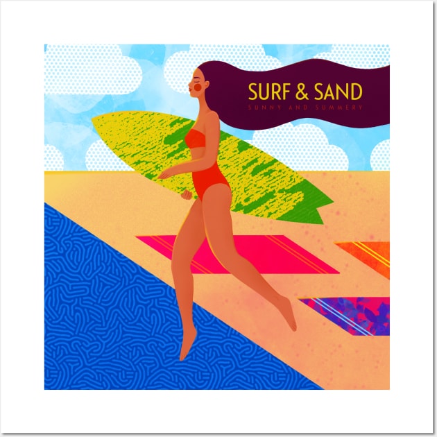 Surf and Sand summer vibes, version #2 Wall Art by iulistration